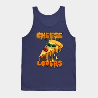 Text & Melting Cheese and Pizza Slice Tank Top